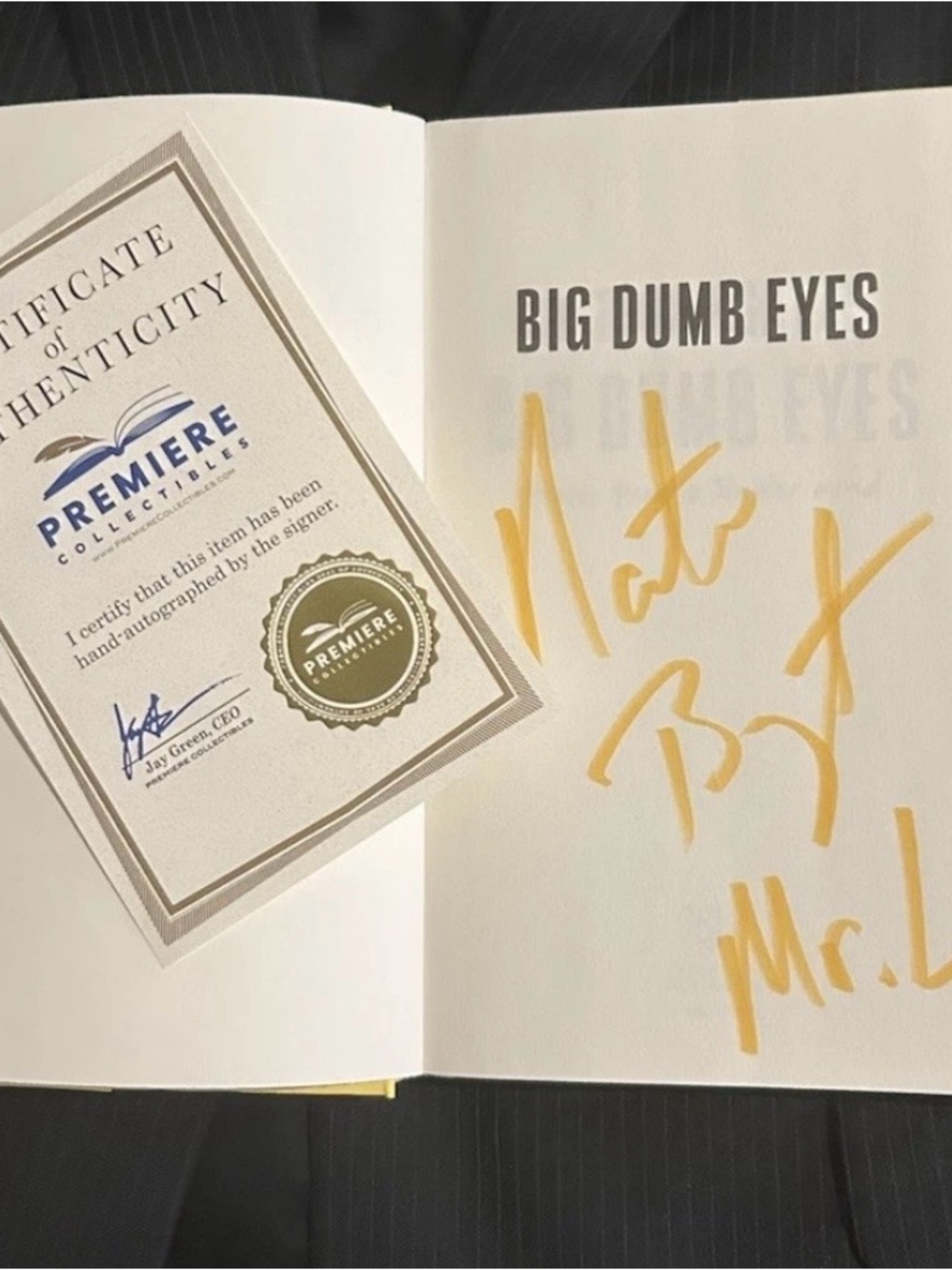 Certified autographed Nate Bargatze big dumb eyes hardcover book